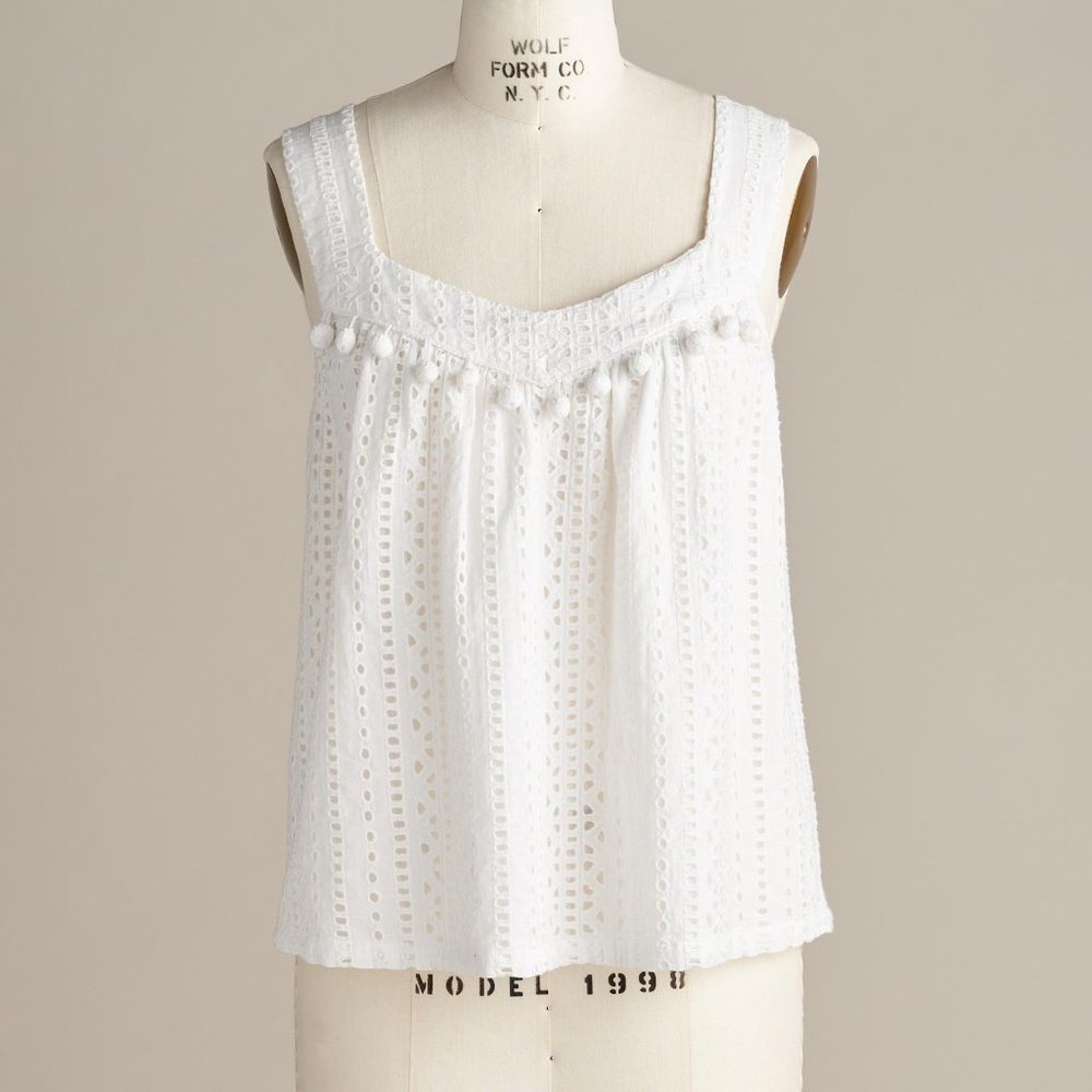 Sundance Sugar Sand Tank white, eyelet lace with liner, sz XS